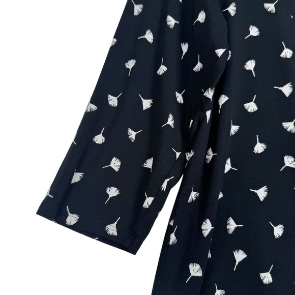 J. Jill Wearever Collection Women's Long Sleeve Top Black White Patterned Size L - Picture 3 of 6